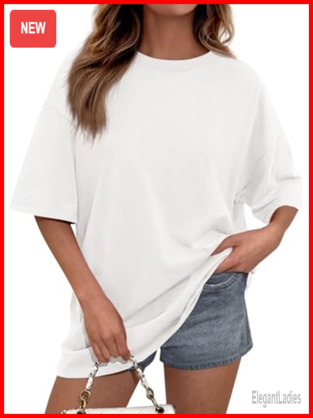 Oversized Cotton Blend Short Sleeve Crew Neck T-Shirt